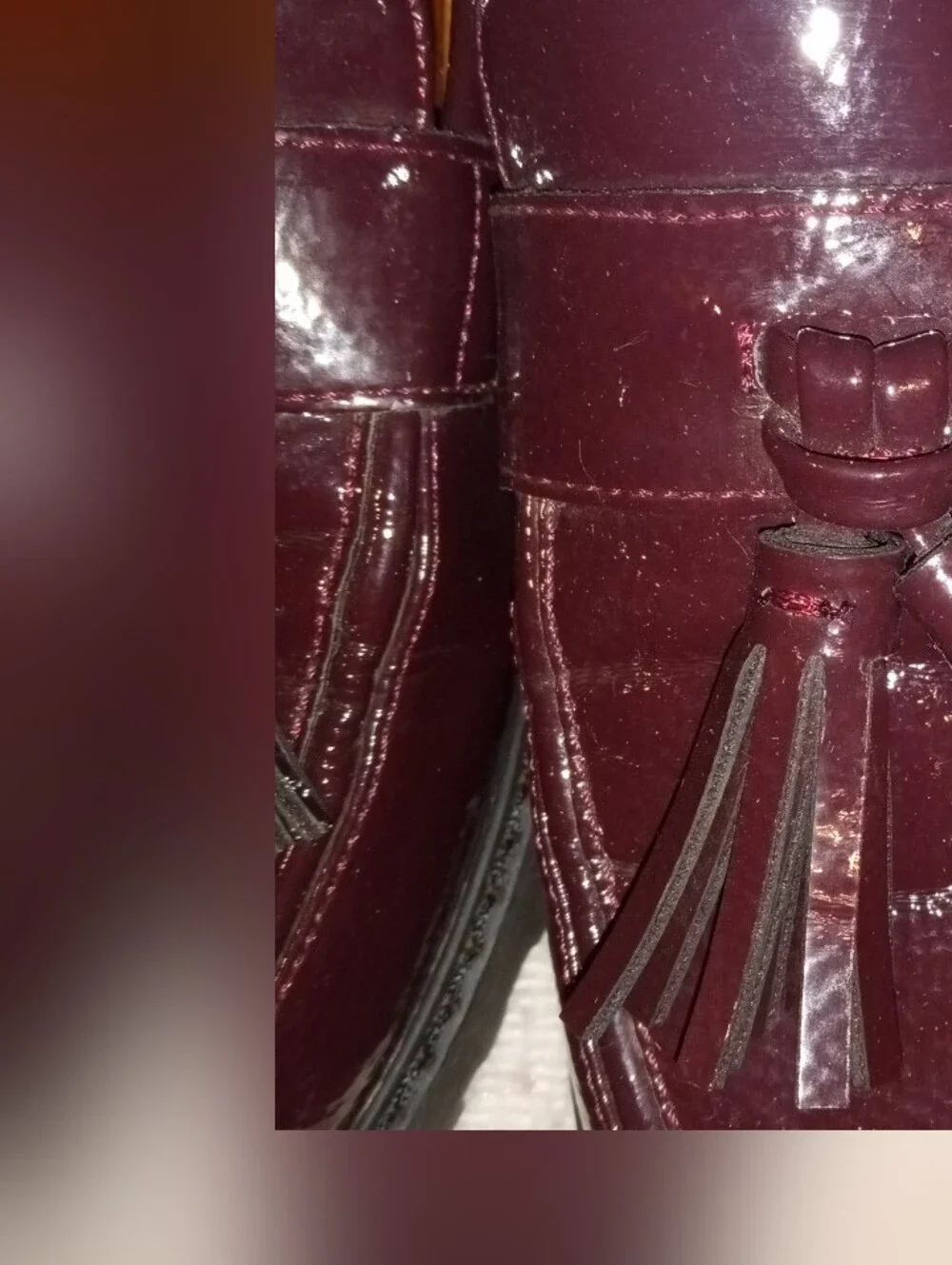 Franco Sarto Women's Tassel Loafers in Burgundy Patent